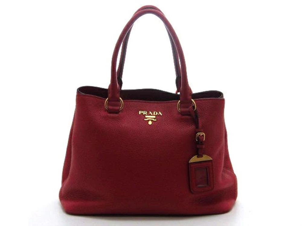 Prada VITELLO PHENIX Handbag Leather Red ROSSO